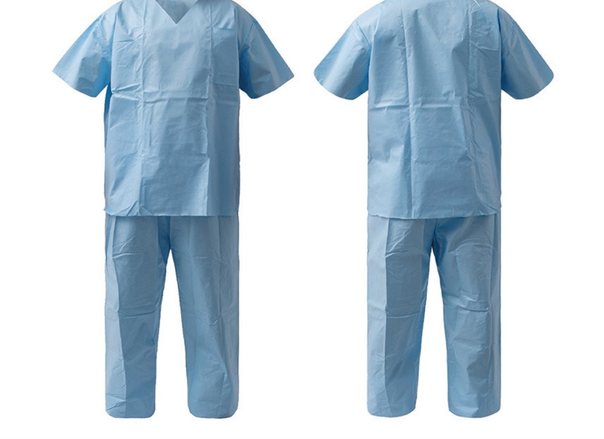 Blue disposable scrub set